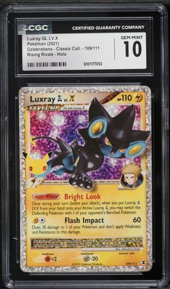 2021 #109 Luxray GL LV.X-Holo CGC 10 Celebrations Classic Collection Pokemon