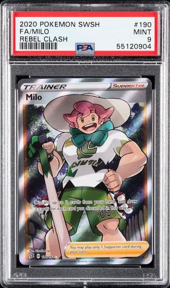 2020 #190 Full Art/Milo PSA 9 Sword & Shield Rebel Clash Pokemon
