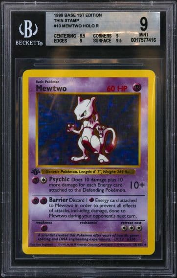1999 #10 Mewtwo HOLO R/(Thin Stamp) BGS 9 Base 1st Edition