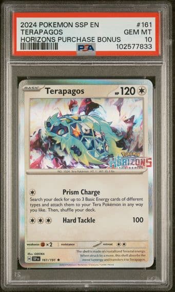 2024 #161 TERAPAGOS PSA 10 POKEMON SSP EN-SURGING SPARKS | POKEMON HORIZONS PURCHASE BONUS