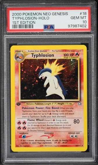 2000 #18 Typhlosion-Holo PSA 10 Neo Genesis 1st Edition Pokemon