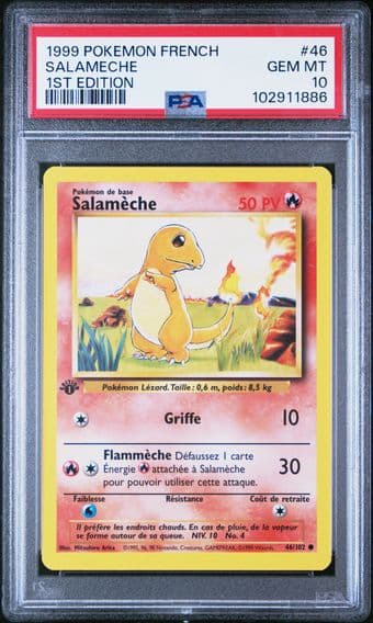 1999 #46 Salameche 1st Edition PSA 10 French Pokemon