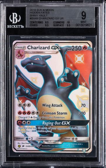 2019 #SV49 Full Art/Charizard GX BGS 9 Sun & Moon Hidden Fates Pokemon