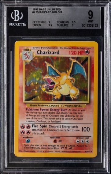 1999 #4 Charizard BGS 9 Base Set | Unlimited