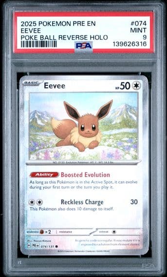 2025 #074 Eevee PSA 9 Pre EN-Prismatic Evolutions Pokemon