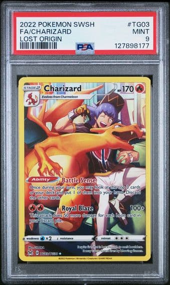 2022 #TG03 Full Art/Charizard PSA 9 Sword & Shield Lost Origin Pokemon