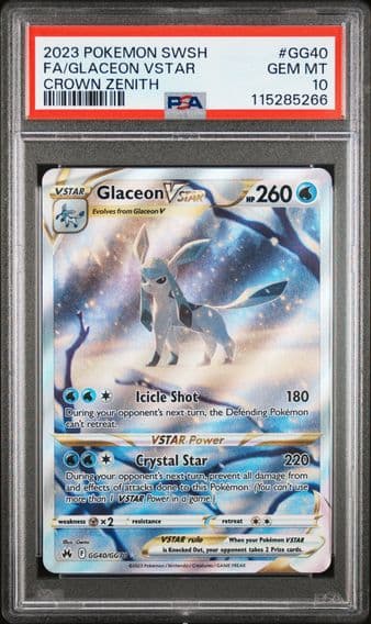 2023 #GG40 Full Art/Glaceon Vstar PSA 10 Sword and Shield Crown Zenith Pokemon