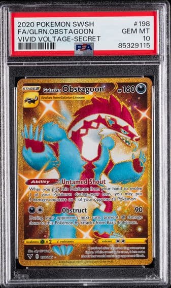 2020 #198 Full Art/Galarian Obstagoon PSA 10 Sword & Shield Vivid Voltage Pokemon