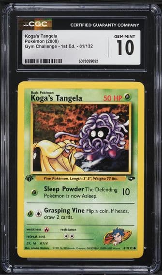 2000 #81 Koga's Tangela 1st Edition CGC 10 Gym Challenge Pokemon