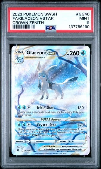 2023 #GG40 Full Art/Glaceon Vstar PSA 9 Sword and Shield Crown Zenith Pokemon