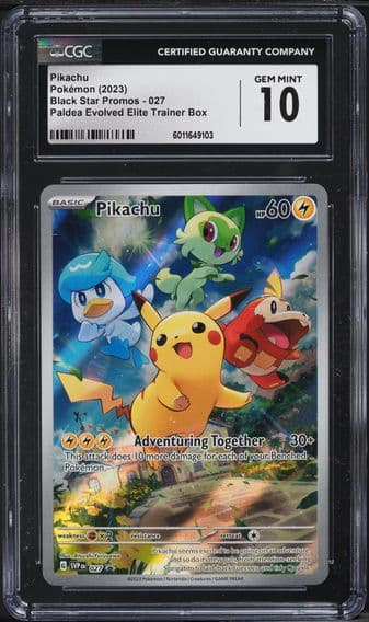 2023 #27 SV BLACK STAR PROMO PALDEA EVOLVED ETB PIKACHU CGC 10 POKEMON