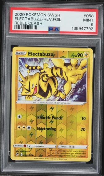 2020 #058 Electabuzz-Reverse Foil PSA 9 Sword & Shield Rebel Clash Pokemon