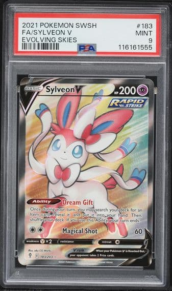 2021 #183 Full Art/Sylveon V PSA 9 Sword & Shield Evolving Skies Pokemon