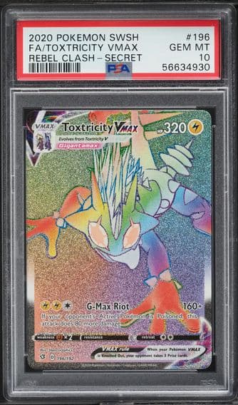 2020 #196 SWSH REBEL CLASH HYPER RARE TOXTRICITY VMAX PSA 10 POKEMON