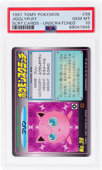 1997 #39 TOMY SCRATCH CARDS JIGGLYPUFF PSA 10 POKEMON