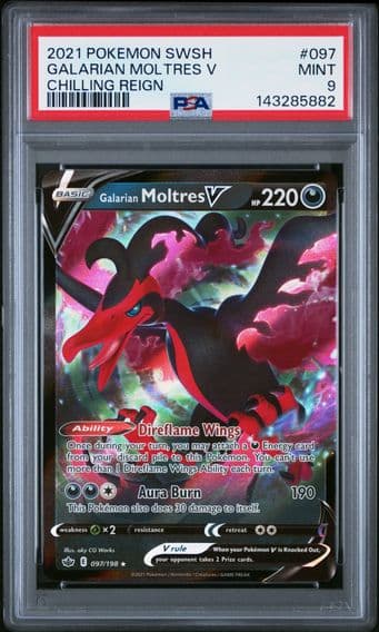 2021 #097 Galarian Moltres V PSA 9 Sword & Shield Chilling Reign Pokemon