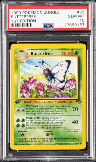 1999 #33 Butterfree 1st Edition PSA 10 Jungle Pokemon
