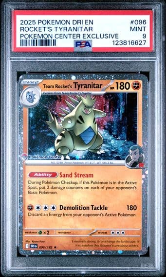 2025 #096 Team Rocket's Tyranitar PSA 9 Dri EN-Destined Rivals Pokemon