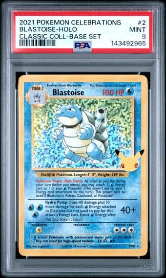 2021 #2 Blastoise-Holo PSA 9 Celebrations Classic Collection Pokemon