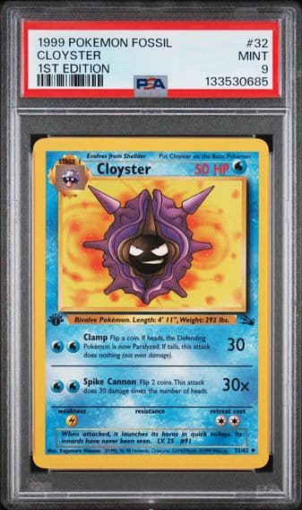1999 #32 Cloyster 1st Edition PSA 9 Fossil Pokemon