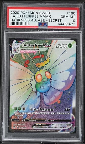 2020 #190 Full Art/Butterfree Vmax PSA 10 Sword & Shield Darkness Ablaze Pokemon