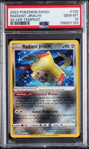 2022 #120 Radiant Jirachi PSA 10 Sword & Shield Silver Tempest Pokemon