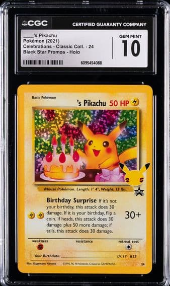 2021 #24 Birthday Pikachu-Holo CGC 10 Celebrations Classic Collection Pokemon