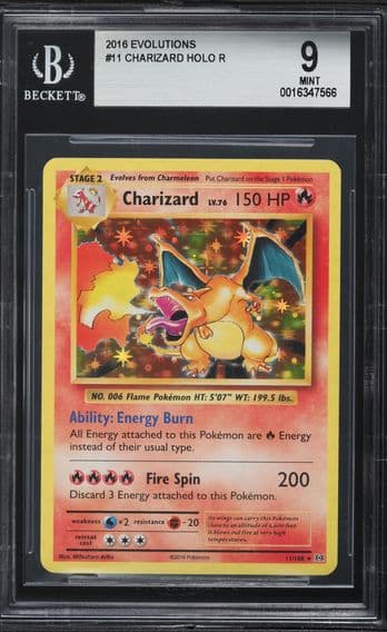 2016 #11 Charizard-Holo BGS 9 XY Evolutions Pokemon