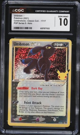 2021 #17 Umbreon-Gold Star CGC 10 Celebrations Classic Collection Pokemon