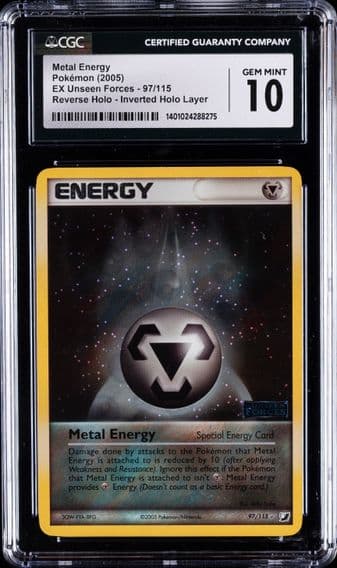 2005 #97 Metal Energy CGC 10 Gem Mint Pokemon | EX Unseen Forces, Reverse Holo - Inverted Holo Lay