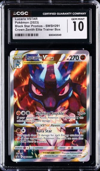 2023 #SWSH291 Lucario VSTAR CGC 10 Pokemon Black Stars Promos | Crown Zenith Elite Trainer Box
