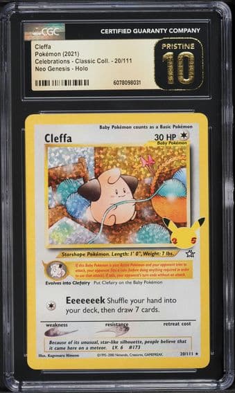 2021 #20 Cleffa-Holo CGC 10 Pristine Celebrations Classic Collection Pokemon