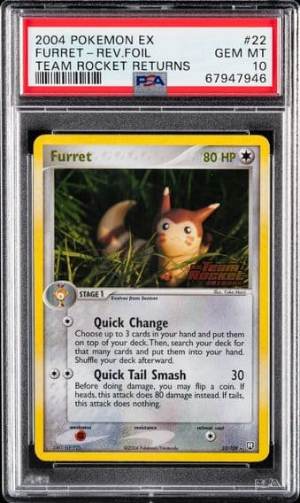 2004 #22 Furret-Reverse Foil PSA 10 EX Team Rocket Returns Pokemon