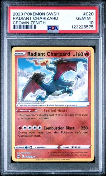 2023 #020 Radiant Charizard PSA 10 Sword and Shield Crown Zenith Pokemon