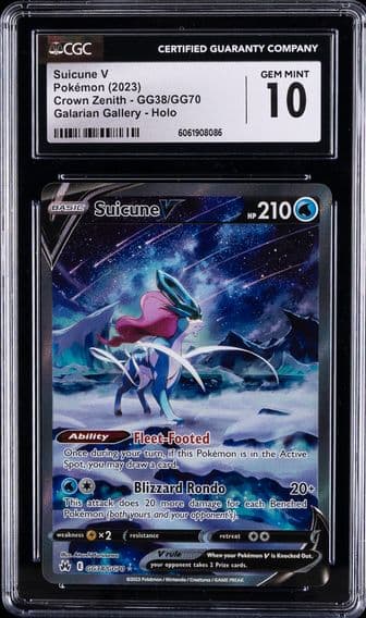 2023 #GG38 Full Art/Suicune V CGC 10 Sword and Shield Crown Zenith Pokemon
