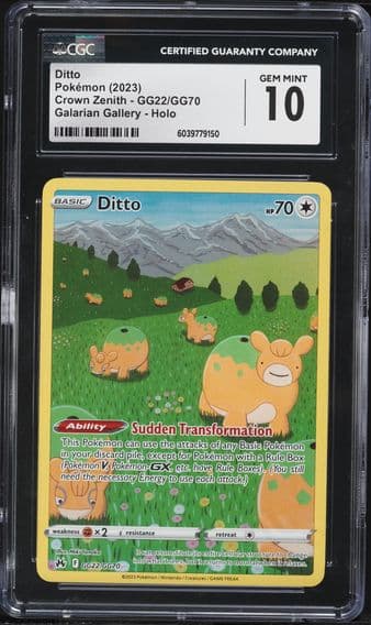 2023 #GG22 Full Art/Ditto CGC 10 Sword and Shield Crown Zenith Pokemon