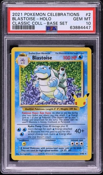 2021 #2 Blastoise-Holo PSA 10 Celebrations Classic Collection Pokemon