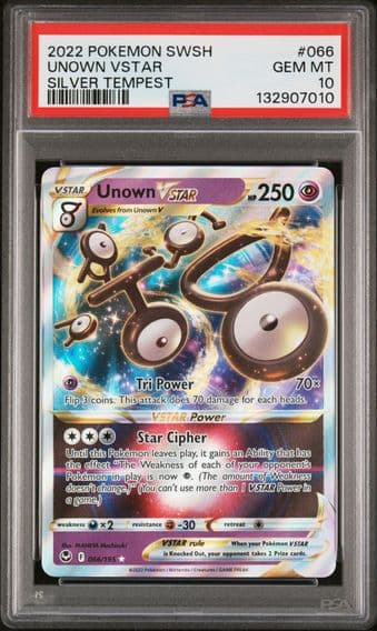 2022 #066 Unown Vstar PSA 10 Sword & Shield Silver Tempest Pokemon