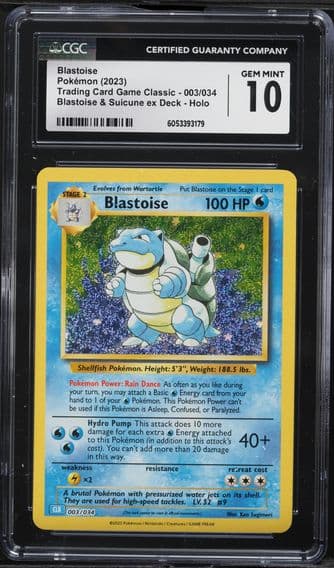 2023 #003 Blastoise CGC 10 Clb-Trading Card Game Classic Blastoise & Suicune EX Deck Pokemon