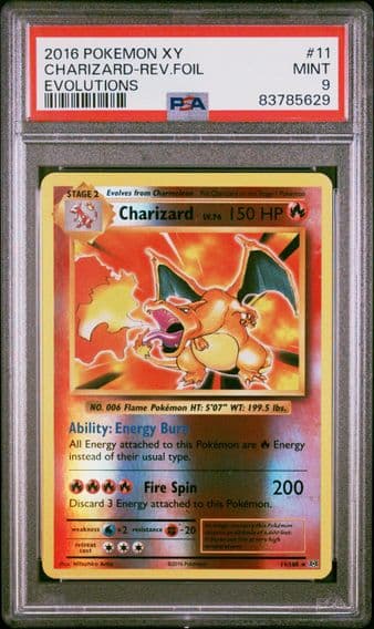 2016 #11 Charizard-Reverse Foil PSA 9 XY Evolutions Pokemon