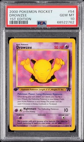 2000 #54 DROWZEE PSA 10 POKEMON ROCKET | 1ST EDITION