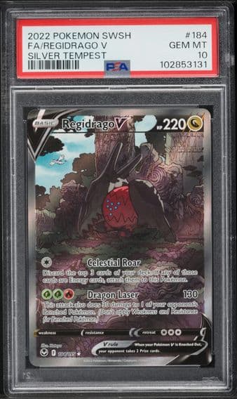 2022 #184 Full Art/Regidrago V PSA 10 Sword & Shield Silver Tempest Pokemon