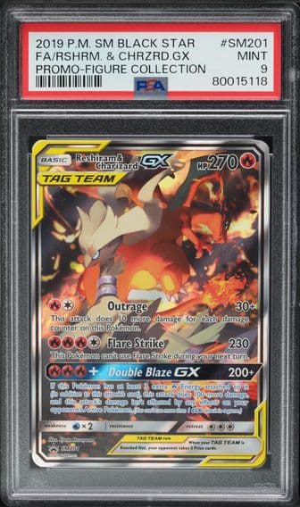 2019 #SM201 SM BLACK STAR PROMO FIGURE RESHIRAM & CHARIZARD GX PSA 9 POKEMON