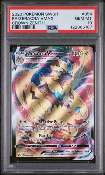 2023 #054 Full Art/Zeraora Vmax PSA 10 Sword and Shield Crown Zenith Pokemon