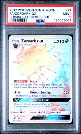 2017 #77 Full Art/Zoroark GX PSA 9 Sun & Moon Shining Legends Pokemon