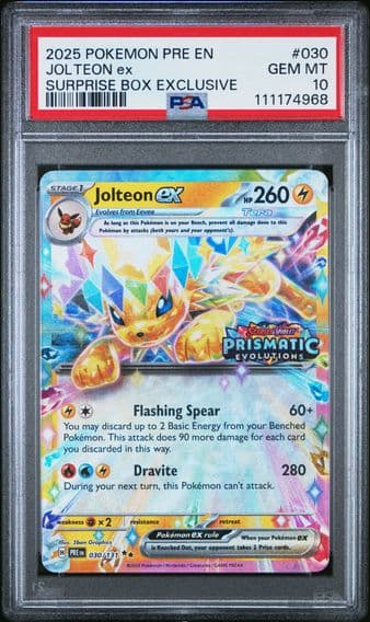 2025 #030 Jolteon EX PSA 10 Pre EN-Prismatic Evolutions Pokemon
