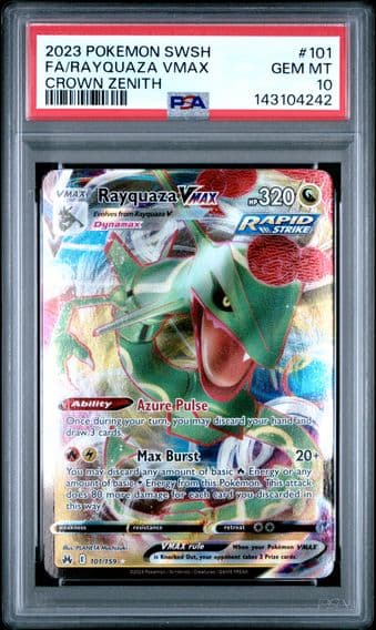 2023 #101 Full Art/Rayquaza Vmax PSA 10 Sword and Shield Crown Zenith Pokemon