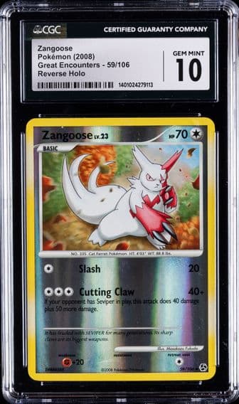 2008 #59 Zangoose CGC 10 Gem Mint Pokemon | Great Encounters, Reverse Holo