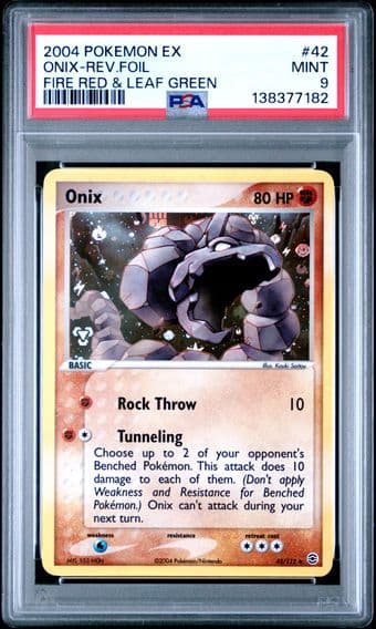 2004 #42 Onix-Reverse Foil PSA 9 EX Fire Red & Leaf Green Pokemon