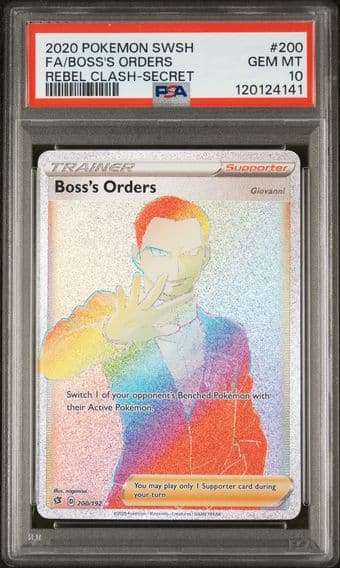 2020 #200 Full Art/Boss's Orders PSA 10 Sword & Shield Rebel Clash Pokemon
